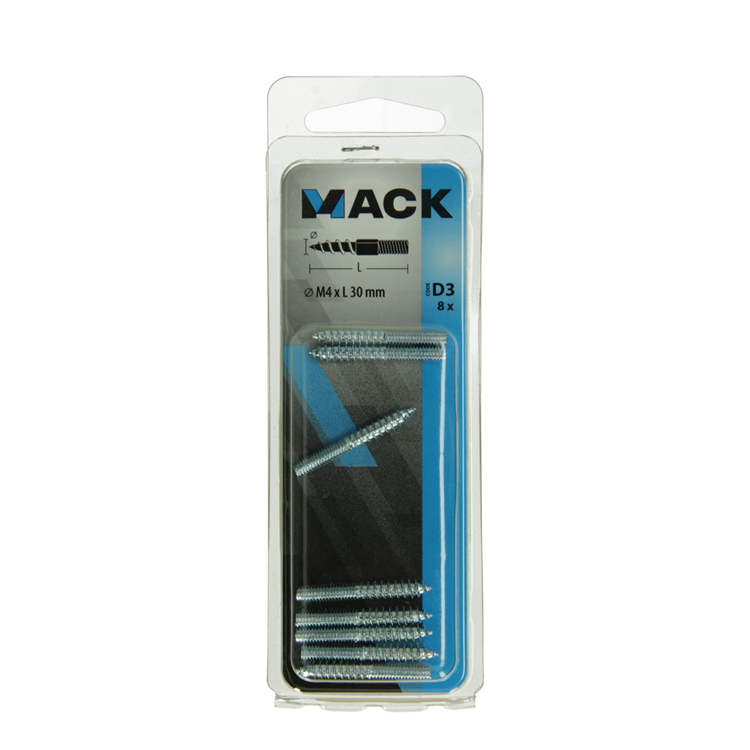 Afbeelding laden in galerijviewer, Mack 1017666 - stokeinde hout + metr. draad verz. 8 st m4x30 | 10 stuks
