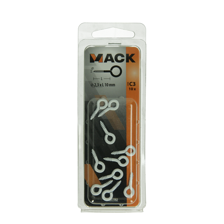 Afbeelding laden in galerijviewer, Mack 1017782 - schroefoog staal wit 10 st 2,3 x 10 mm | 10 stuks