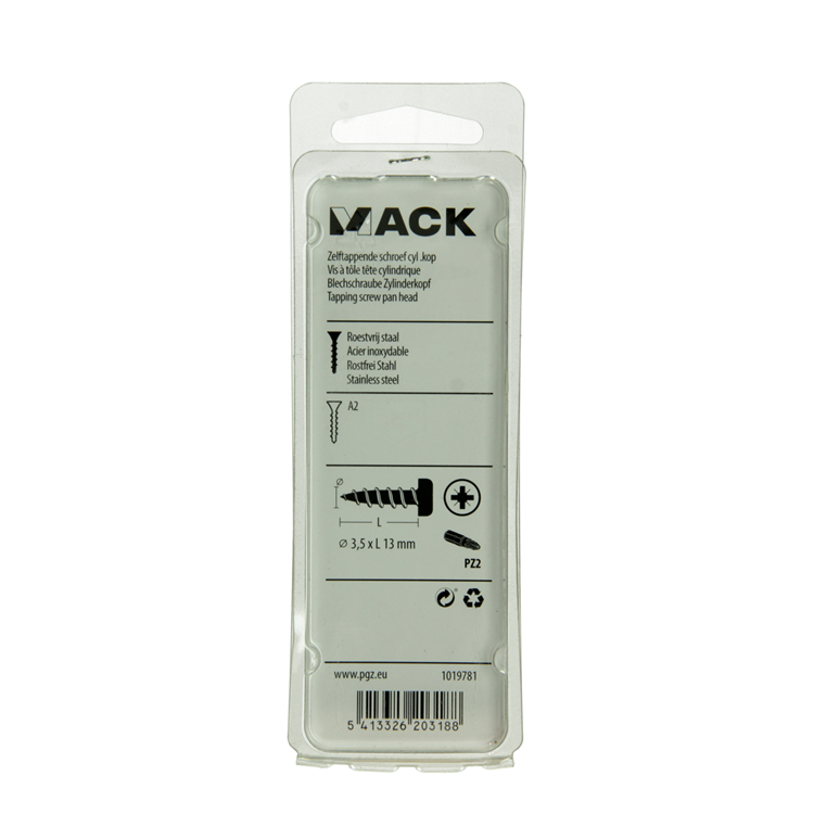 Afbeelding laden in galerijviewer, Mack 1019781 - zelftappende schroef cyl.kop a2 14 st 3,5 x 13 mm | 10 stuks