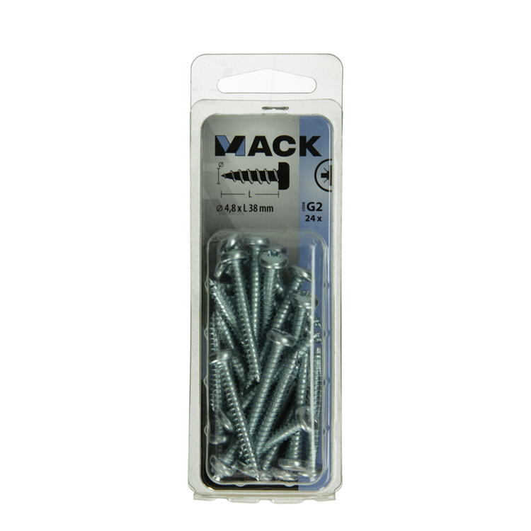 Afbeelding laden in galerijviewer, Mack 1018074 - zelftappende schroef cylkop verz. 24 st 4,8 x 38 mm | 5 stuks