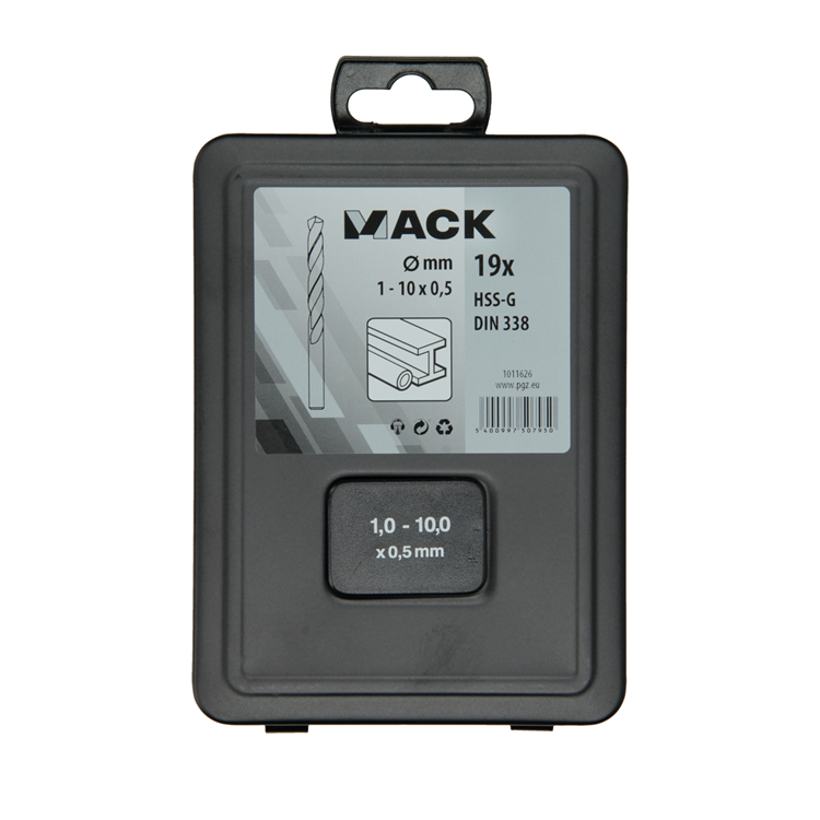 Afbeelding laden in galerijviewer, Mack 1011626 - metaalboor hss g din 338 set 19-delig 1-10mm | 3 stuks