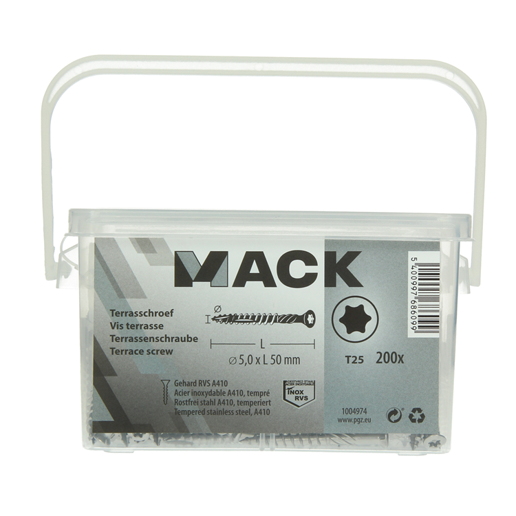 Afbeelding laden in galerijviewer, Mack 1004974 - terrasschroef ss410 200st5,0x50mm | 6 stuks