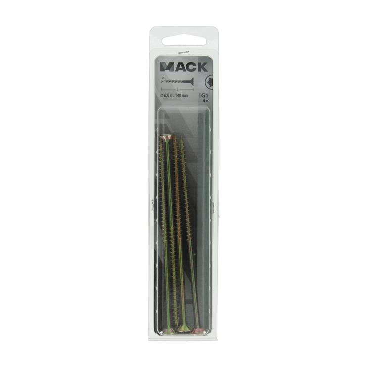 Chargez l'image dans la visionneuse de la galerie, Mack 1006982 - spaanplschrf. vzkop-zelfb geelverzinkt 4st 6 x 140mm | 5 stuks