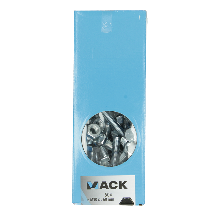 Afbeelding laden in galerijviewer, Mack 1007083 - tapbout + moer verzinkt 50 st 10 x 60 mm | 2 stuks