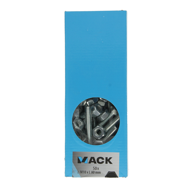 Afbeelding laden in galerijviewer, Mack 1007084 - tapbout + moer verzinkt 50 st 10 x 80 mm | 2 stuks