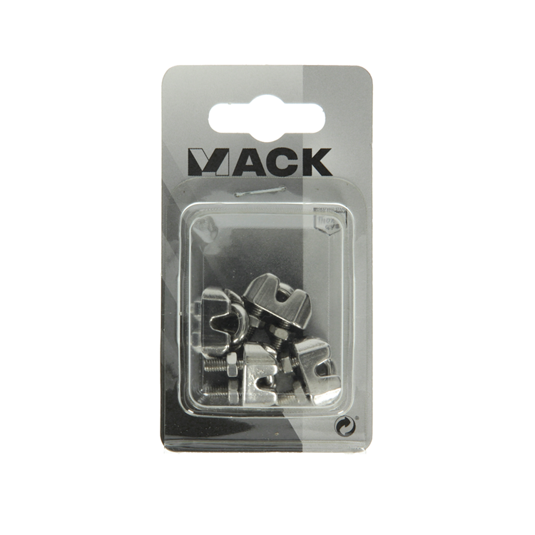 Afbeelding laden in galerijviewer, Mack 1008434 - 4 staaldraadklemmen 3mm inox | 10 stuks