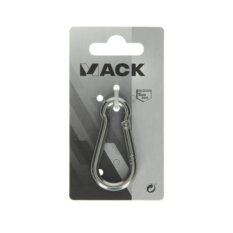 Afbeelding laden in galerijviewer, Mack 1008439 - 1 karabijnhaak + veer 6 x 60mm inox | 10 stuks