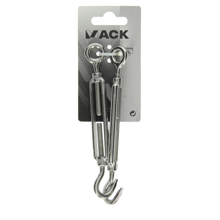 Afbeelding laden in galerijviewer, Mack 1008441 - 2 spanners oog + haak m6 x 60mm inox | 10 stuks