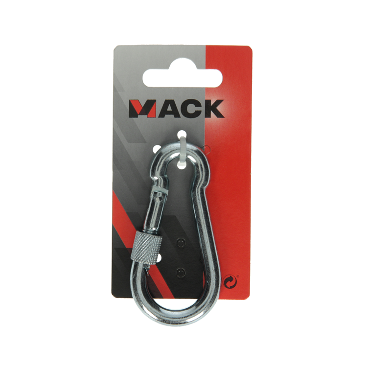 Afbeelding laden in galerijviewer, Mack 1008460 - 1 karabijnhaak + borgsl.8 x 80mm verzinkt | 10 stuks