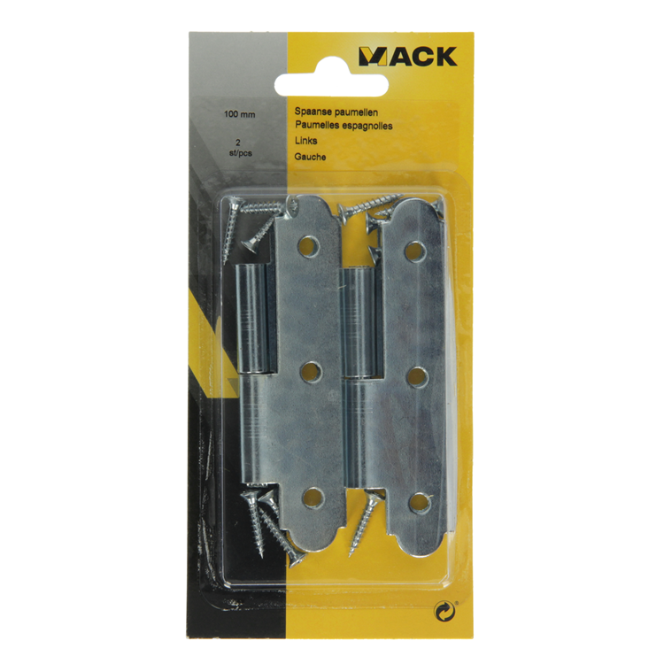 ギャラリービューアに画像をロードする, Mack 1013261 - 2 spaanse paumellen links verzinkt h 100 x b 50 mm | 5 stuks