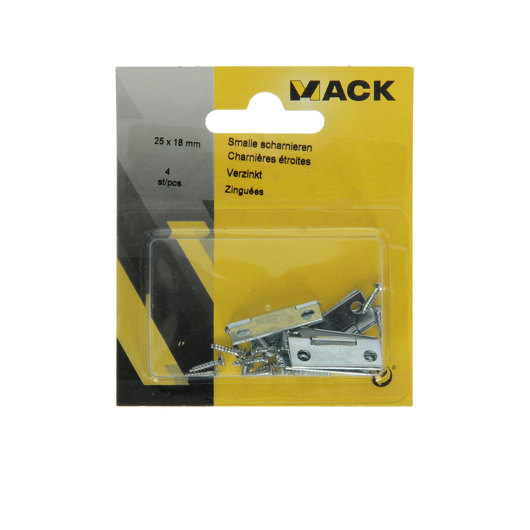 Afbeelding laden in galerijviewer, Mack 1013245 - 4 smalle scharnieren verzinkt h 25 x b 18 mm | 5 stuks