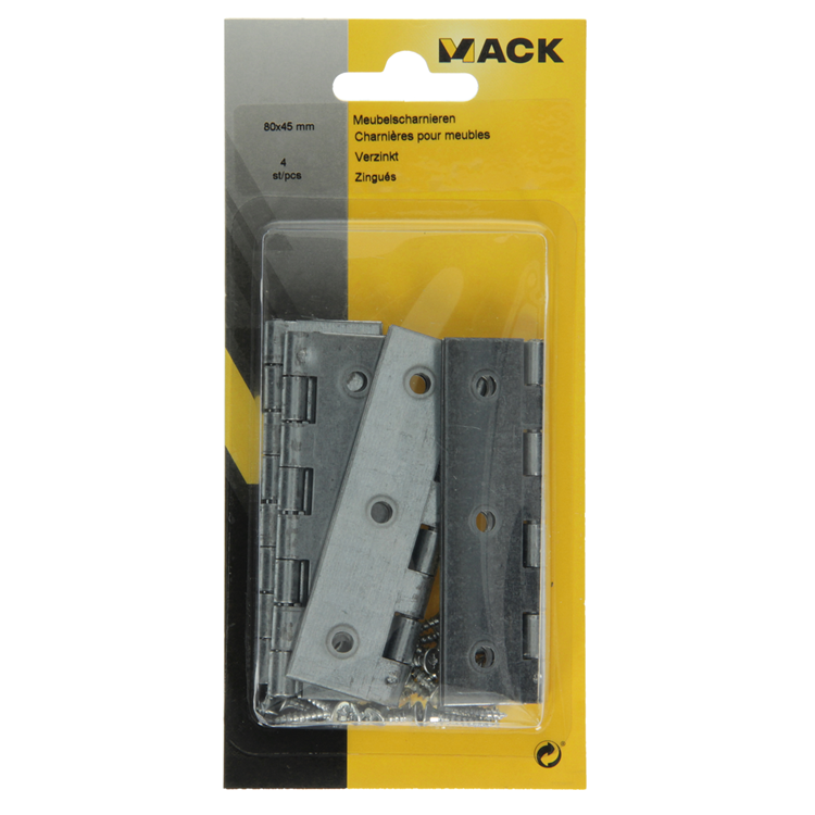 Afbeelding laden in galerijviewer, Mack 1013506 - 4 smalle scharnieren verzinkt h 80 x b 45 mm | 5 stuks