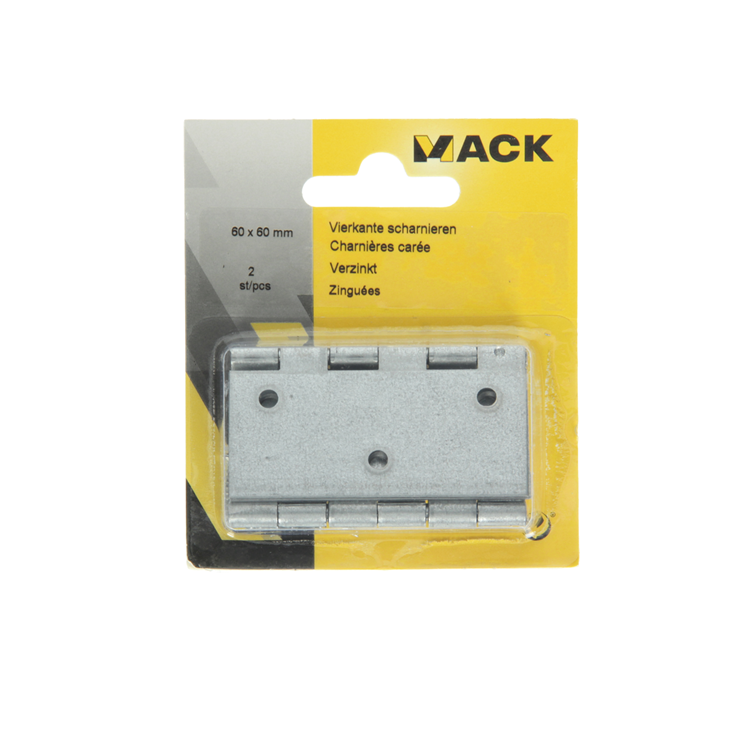 Afbeelding laden in galerijviewer, Mack 1013501 - 2 vierkante scharnieren verzinkt h 60 x b 60mm | 5 stuks