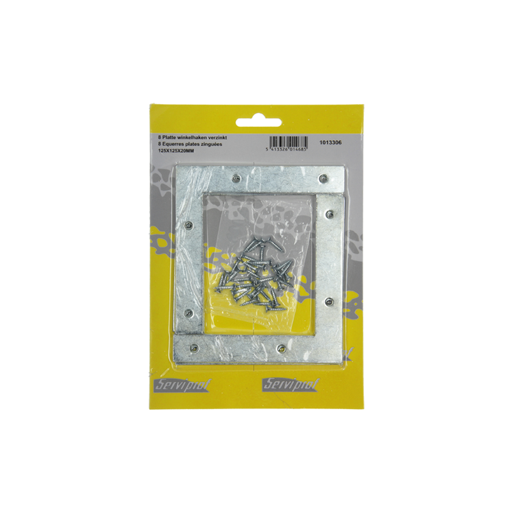 Afbeelding laden in galerijviewer, Mack 1013306 - 8 platte winkelhaken verzinkt 125x125x20x2mm | 10 stuks