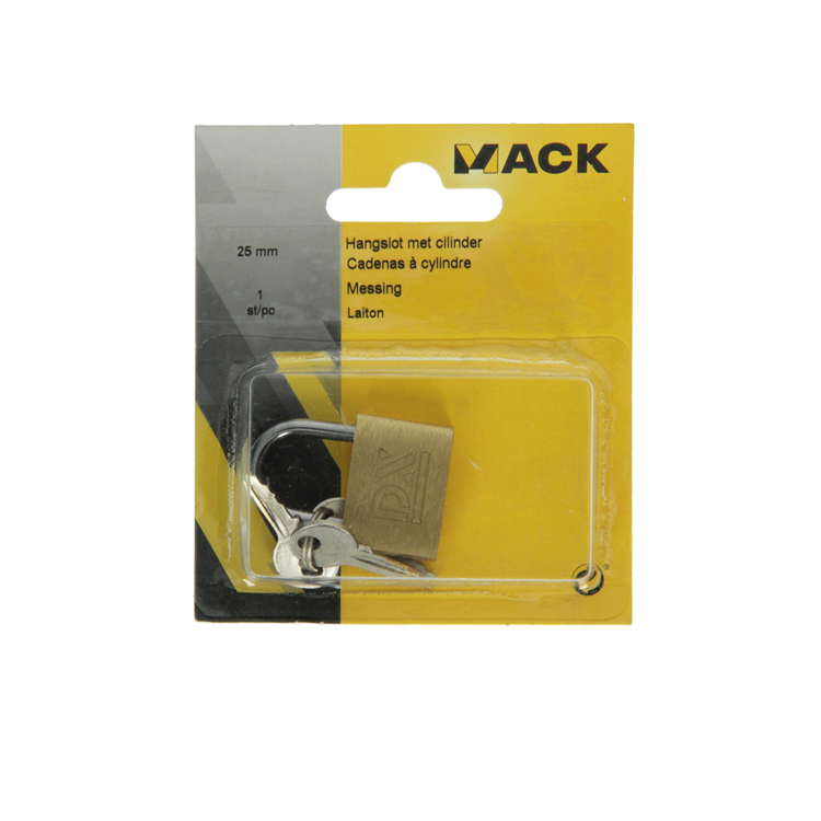 Afbeelding laden in galerijviewer, Mack 1014072 - hangslot met cilinder messing 25 mm | 10 stuks