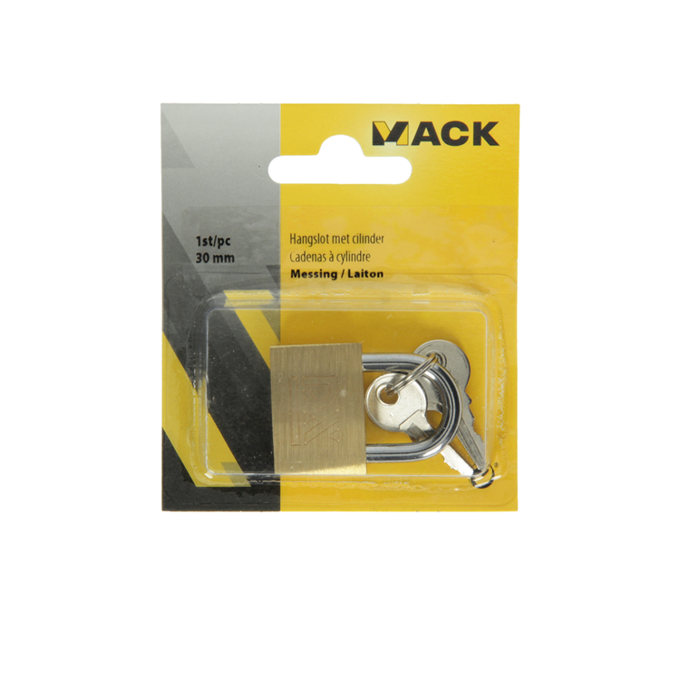 Afbeelding laden in galerijviewer, Mack 1014073 - hangslot met cilinder messing 30 mm | 10 stuks