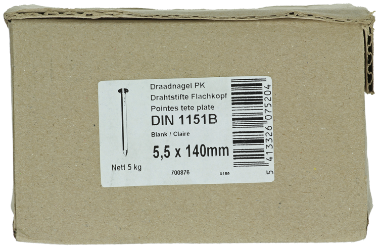 Afbeelding laden in galerijviewer, 1015658 - doos 5 kg nagels platte kop 5,5x140 mm | 3 stuks