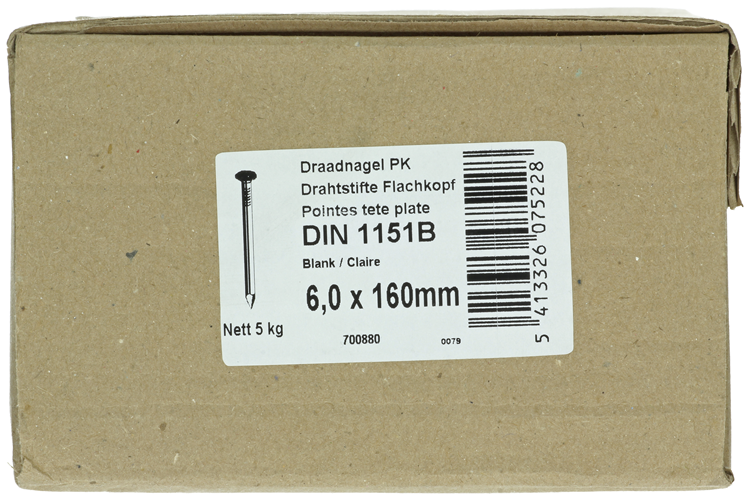 Laden Sie das Bild in Galerie -Viewer, 1015660 - doos 5 kg. nagels platte kop 6,0x160 mm | 2 stuks