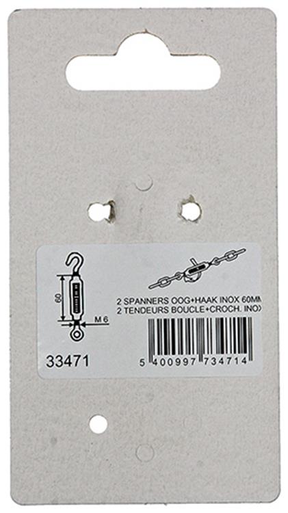 Afbeelding laden in galerijviewer, Mack 1008441 - 2 spanners oog + haak m6 x 60mm inox | 10 stuks