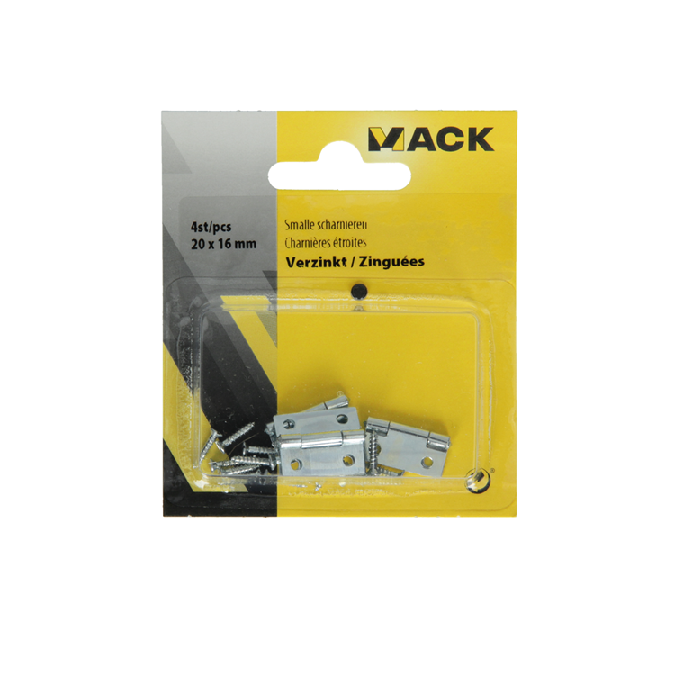 Afbeelding laden in galerijviewer, Mack 1013767 - 4 smalle scharnieren verzinkt h 20 x b 16 mm | 5 stuks