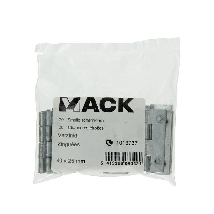 Afbeelding laden in galerijviewer, Mack 1013737 - 20 smalle scharnieren verzinkth 40 x b 25mm | 5 stuks