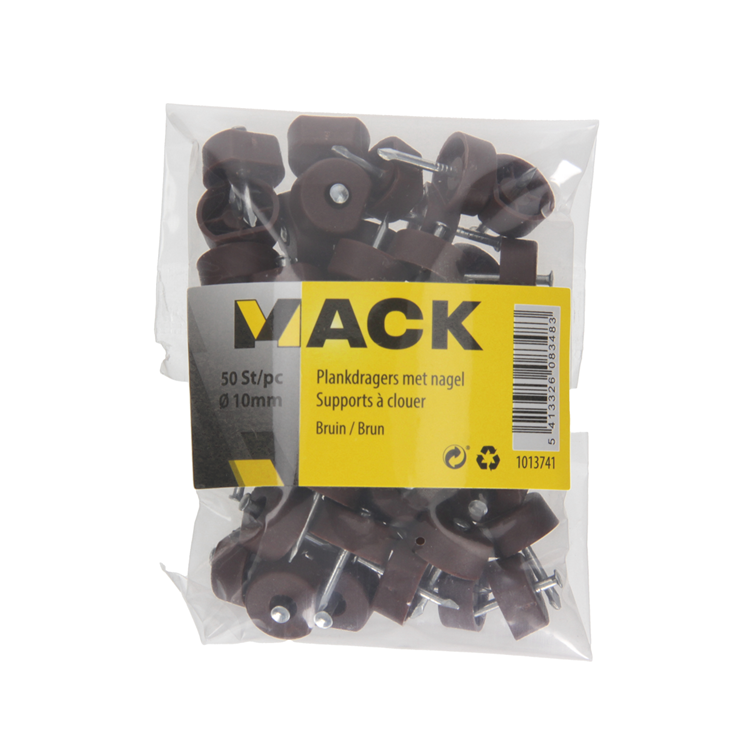 Afbeelding laden in galerijviewer, Mack 1013741 - 50 plankdragers + nagel bruin ø 10 mm | 10 stuks