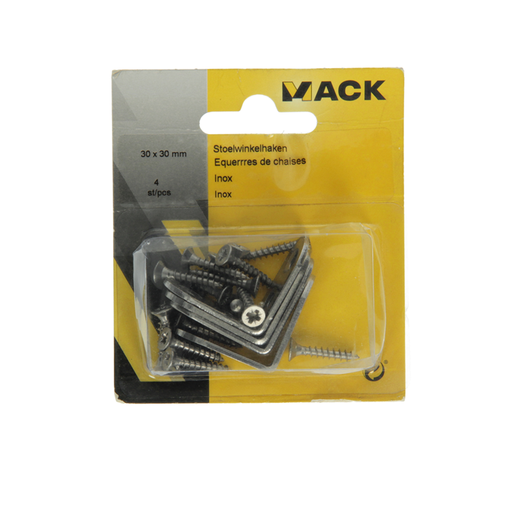 Chargez l'image dans la visionneuse de la galerie, Mack 1013773 - 4 stoelwinkelhaken inox 30x30mm | 10 stuks