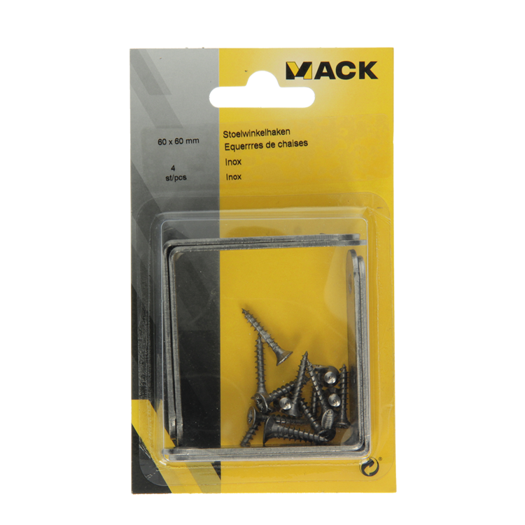 Chargez l'image dans la visionneuse de la galerie, Mack 1013775 - 4 stoelwinkelhaken inox 60x60mm | 10 stuks