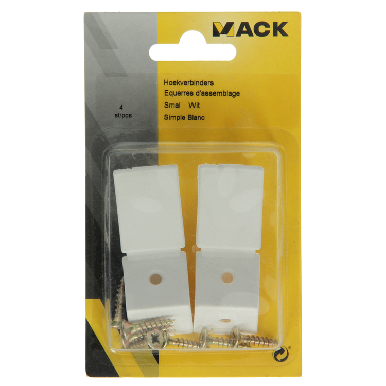 Afbeelding laden in galerijviewer, Mack 1013641 - 4 hoekverbinders smal wit | 5 stuks
