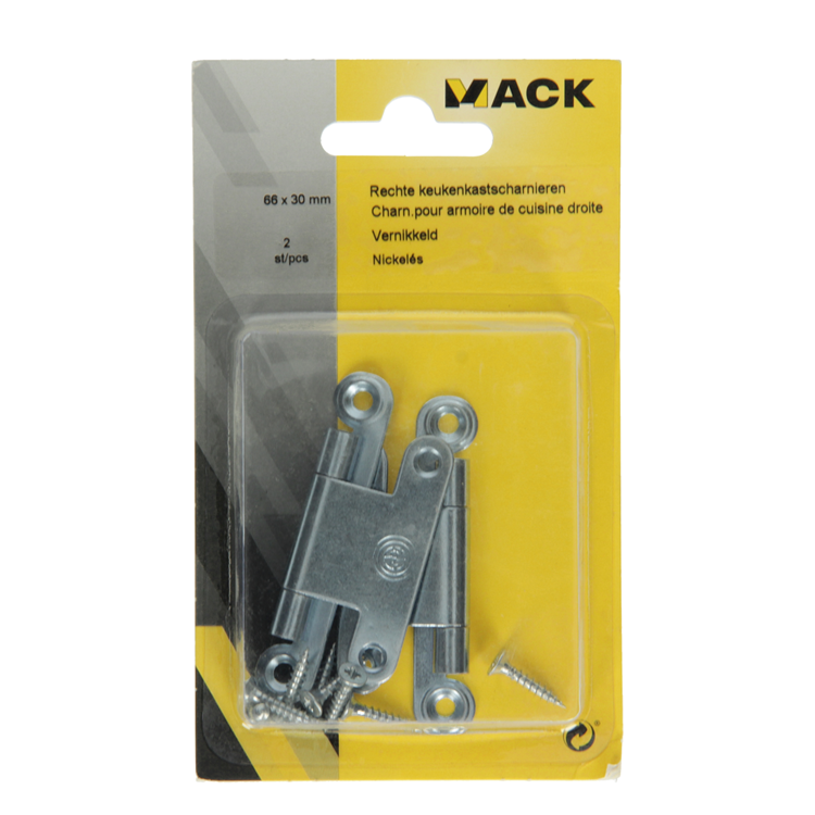 Afbeelding laden in galerijviewer, Mack 1013900 - 2 semi verborgen kastscharn. vernikkeld h 66 x b 30 mm | 5 stuks