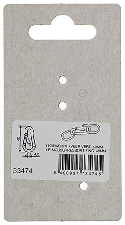 Chargez l'image dans la visionneuse de la galerie, Mack 1008444 - 1 karabijnhaak + veer 4 x 40mm verzinkt | 10 stuks