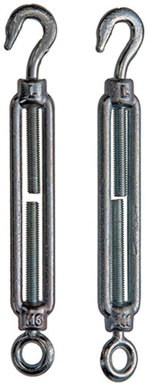 Afbeelding laden in galerijviewer, Mack 1008446 - 2 spanners oog + haak m6 x 110mm verzinkt | 10 stuks