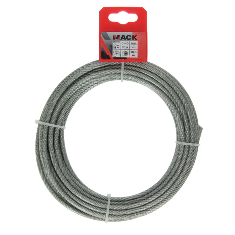 Chargez l'image dans la visionneuse de la galerie, Mack 1015197 - staalkabel pvc mantel 6x7 10m 4-5mm wll 170kg din en12385-4 | 5 stuks