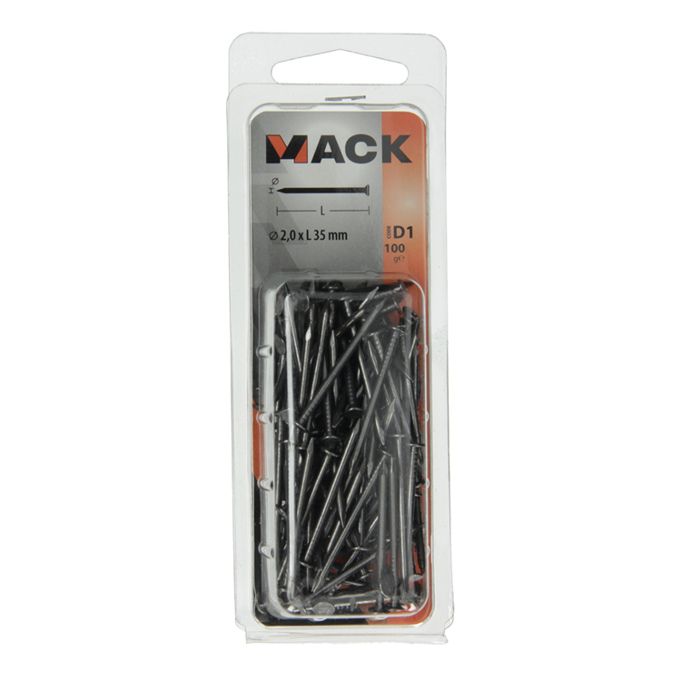 Afbeelding laden in galerijviewer, Mack 1017117 - nagel platte kop 100 gr 2,0 x 35 mm | 5 stuks