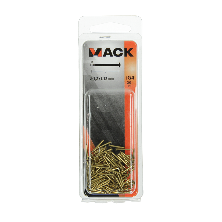 Afbeelding laden in galerijviewer, Mack 1017167 - nagel bolle kop messing 20 gr 1,2 x 12 mm | 10 stuks