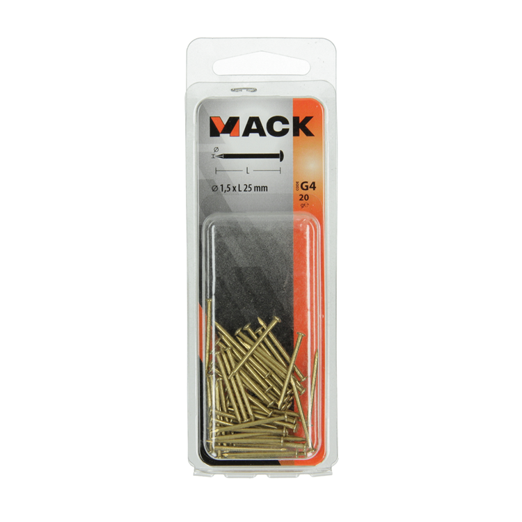 Afbeelding laden in galerijviewer, Mack 1017171 - nagel bolle kop messing 20 gr 1,5 x 25 mm | 10 stuks
