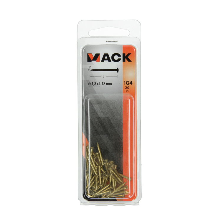 Afbeelding laden in galerijviewer, Mack 1017172 - nagel bolle kop messing 20 gr 1,8 x 18 mm | 10 stuks