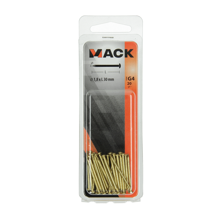 Afbeelding laden in galerijviewer, Mack 1017173 - nagel bolle kop messing 20 gr 1,8 x 30 mm | 10 stuks