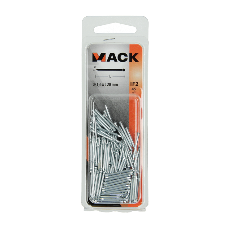 Afbeelding laden in galerijviewer, Mack 1017174 - nagel ronde kop staal gehard 45 gr 1,6 x 20 mm | 10 stuks