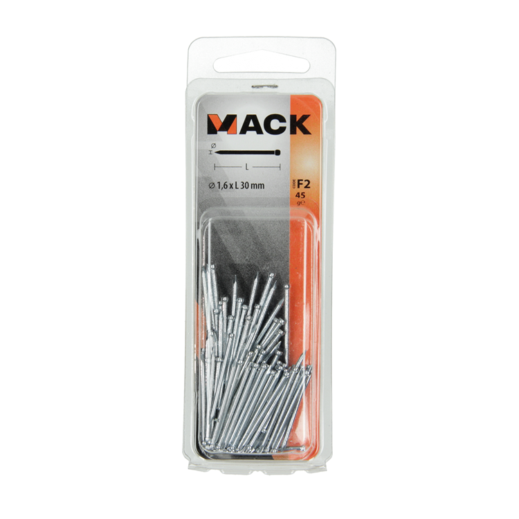Afbeelding laden in galerijviewer, Mack 1017176 - nagel ronde kop staal gehard 45 gr 1,6 x 30 mm | 10 stuks