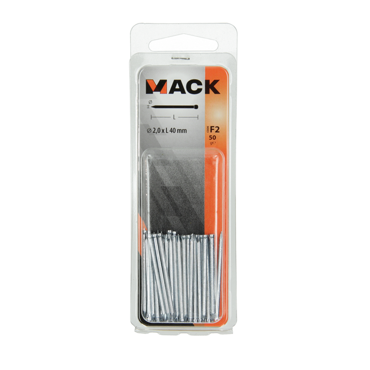 Afbeelding laden in galerijviewer, Mack 1017177 - nagel ronde kop staal gehard 50 gr 2,0 x 40 mm | 10 stuks