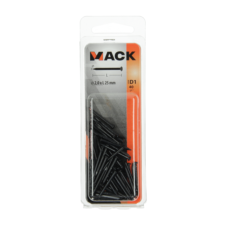 Afbeelding laden in galerijviewer, Mack 1017179 - staalnagel bvk staal geblauwd 40 gr 2,0 x 25 mm | 10 stuks