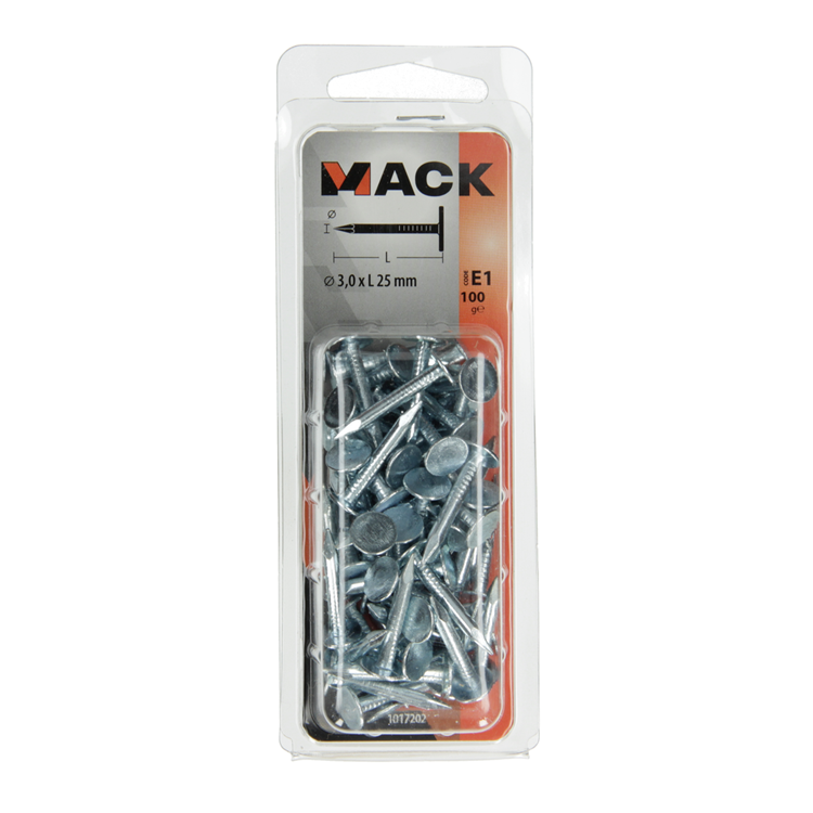 Afbeelding laden in galerijviewer, Mack 1017202 - schalienagel staal verzinkt 100 gr 3,0 x 25 mm | 5 stuks