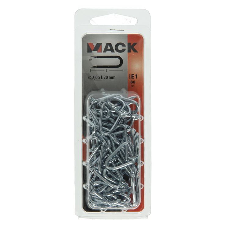 Afbeelding laden in galerijviewer, Mack 1017208 - kram staal verzinkt 80 gr 2,0 x 20 mm | 5 stuks