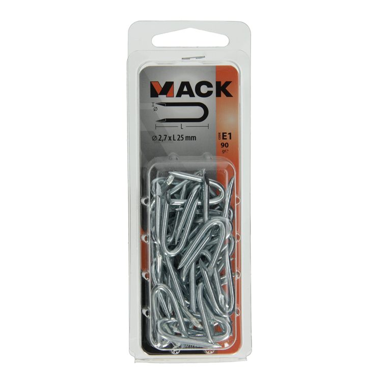 Afbeelding laden in galerijviewer, Mack 1017209 - kram staal verzinkt 90 gr 2,7 x 25 mm | 5 stuks
