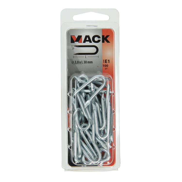 Afbeelding laden in galerijviewer, Mack 1017210 - kram staal verzinkt 100 gr 3,0 x 30 mm | 5 stuks