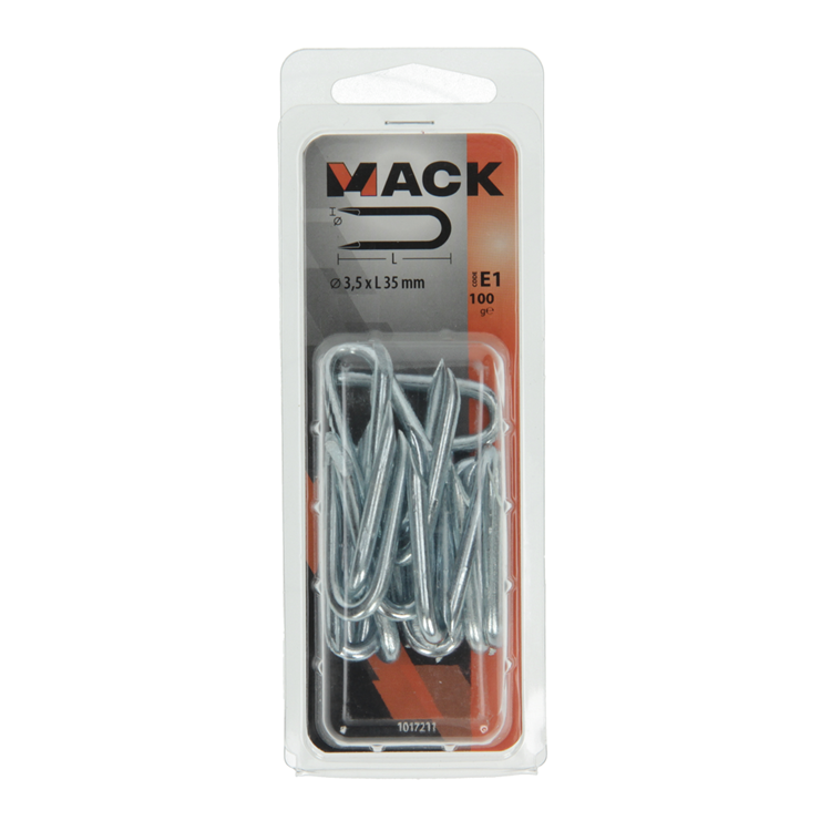 Afbeelding laden in galerijviewer, Mack 1017211 - kram staal verzinkt 100 gr 3,5 x 35 mm | 5 stuks
