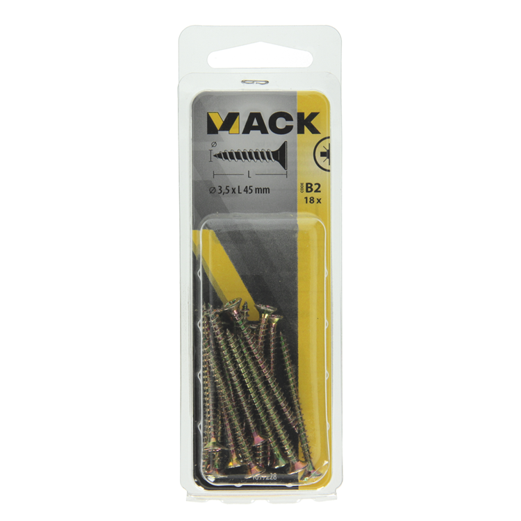 Afbeelding laden in galerijviewer, Mack 1017228 - spaanplaatschroef vz kop geelverz.18 st 3,5 x 45 mm | 10 stuks