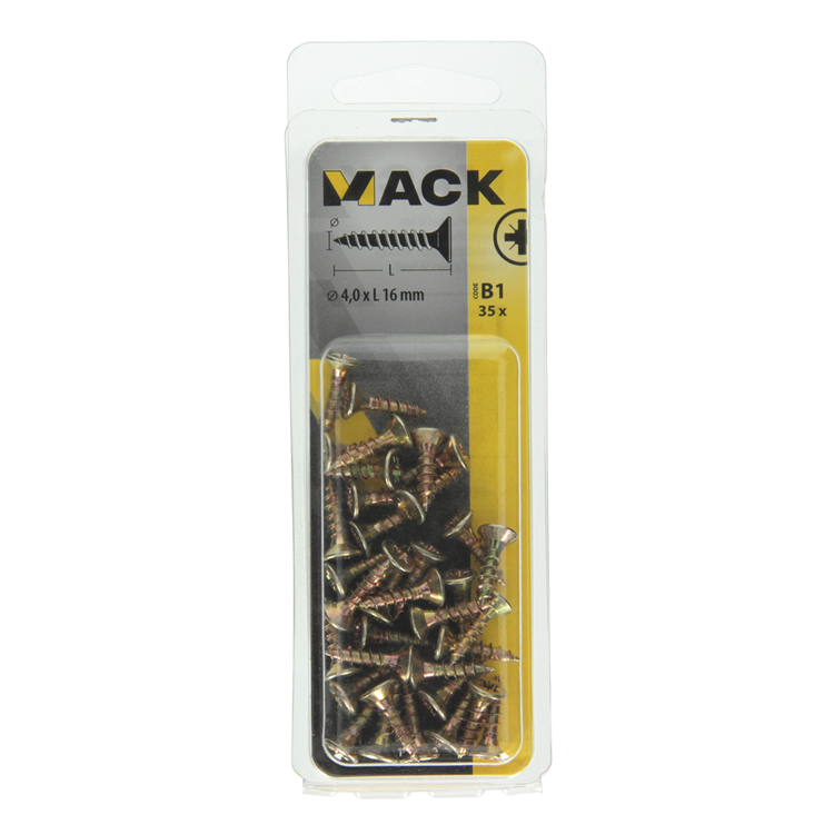 Afbeelding laden in galerijviewer, Mack 1017230 - spaanplaatschroef vz kop geelverz.35 st 4,0 x 16 mm | 10 stuks