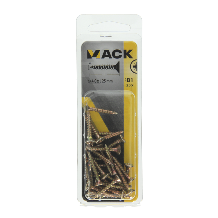 Afbeelding laden in galerijviewer, Mack 1017232 - spaanplaatschroef vz kop geelverz.25 st 4,0 x 25 mm | 10 stuks
